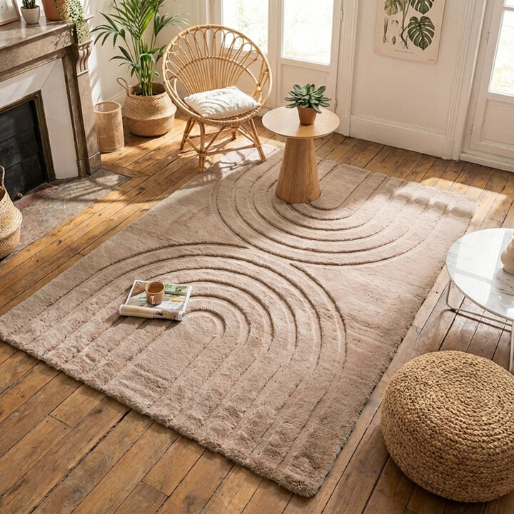 Zacht hoogpolig vloerkleed - Carvy Arches Taupe