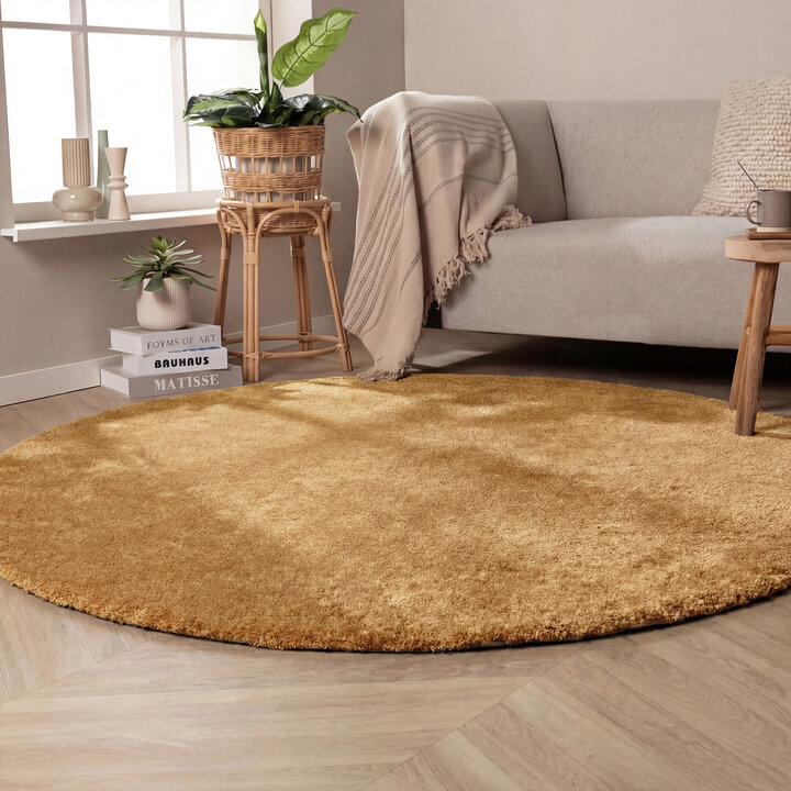 Rond wasbaar vloerkleed - Clean Goud