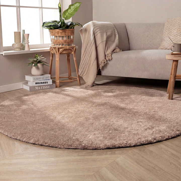 Rond wasbaar vloerkleed - Clean Bruin