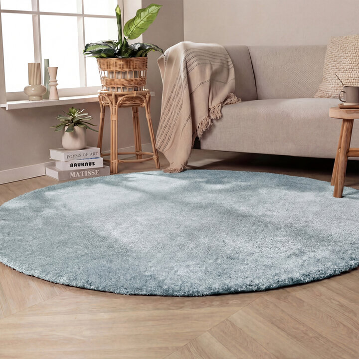 Rond wasbaar vloerkleed - Clean Lichtblauw