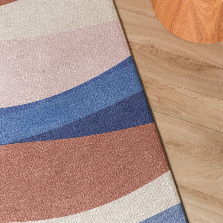 Geometrisch vloerkleed - Swing Waves Blauw/Roze