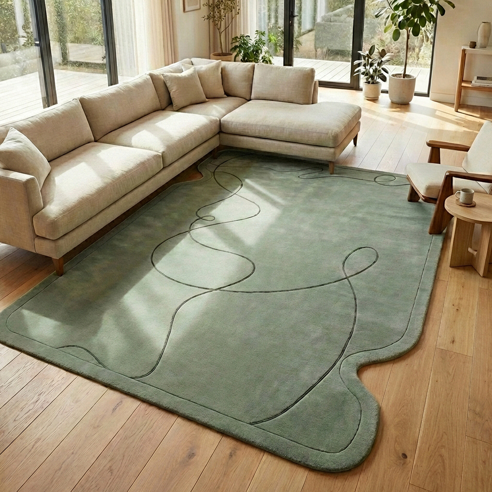 Organisch vloerkleed - Elodie Groen