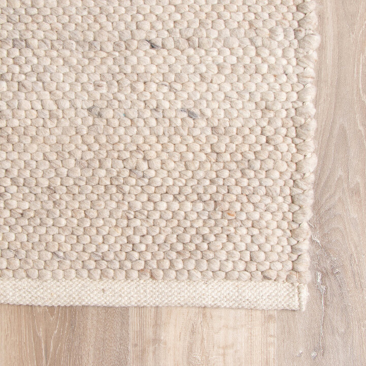 Vierkant wollen vloerkleed - Feline Wit/Gemeleerd