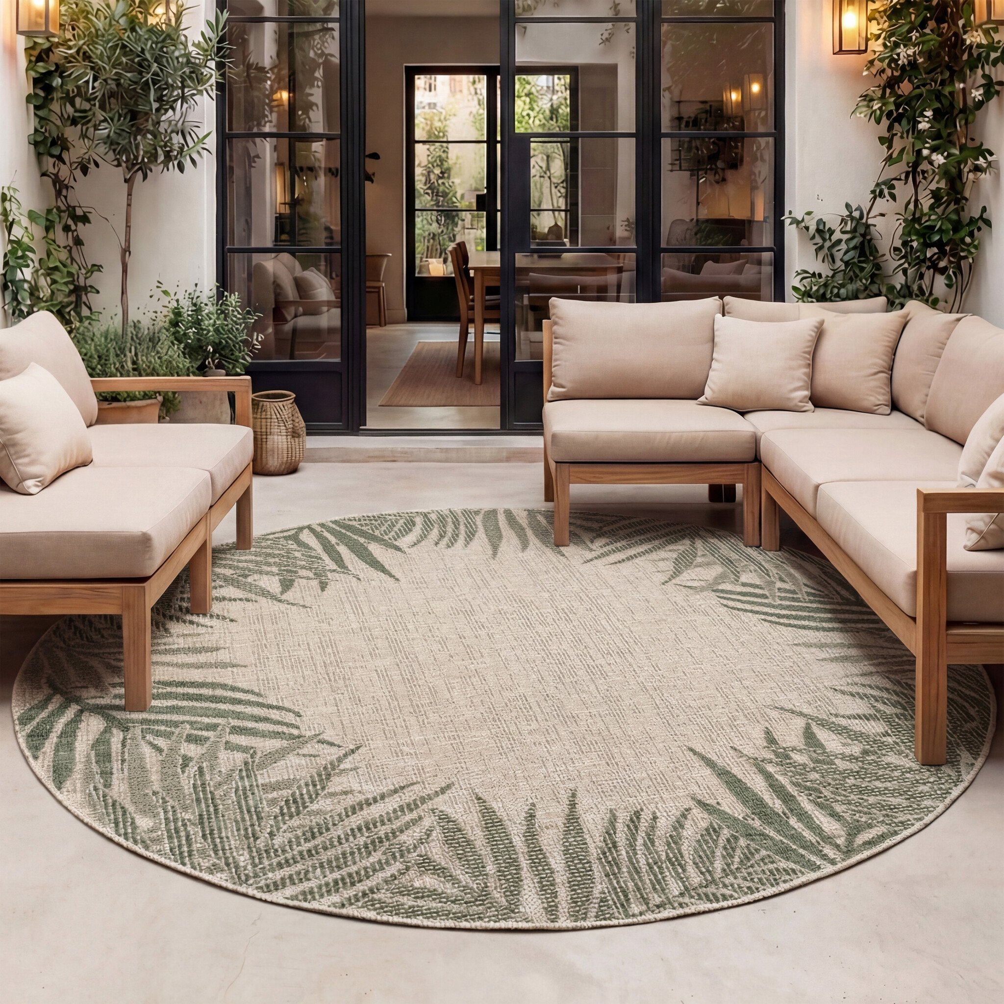 Rond buiten vloerkleed - Tiga Edge Groen