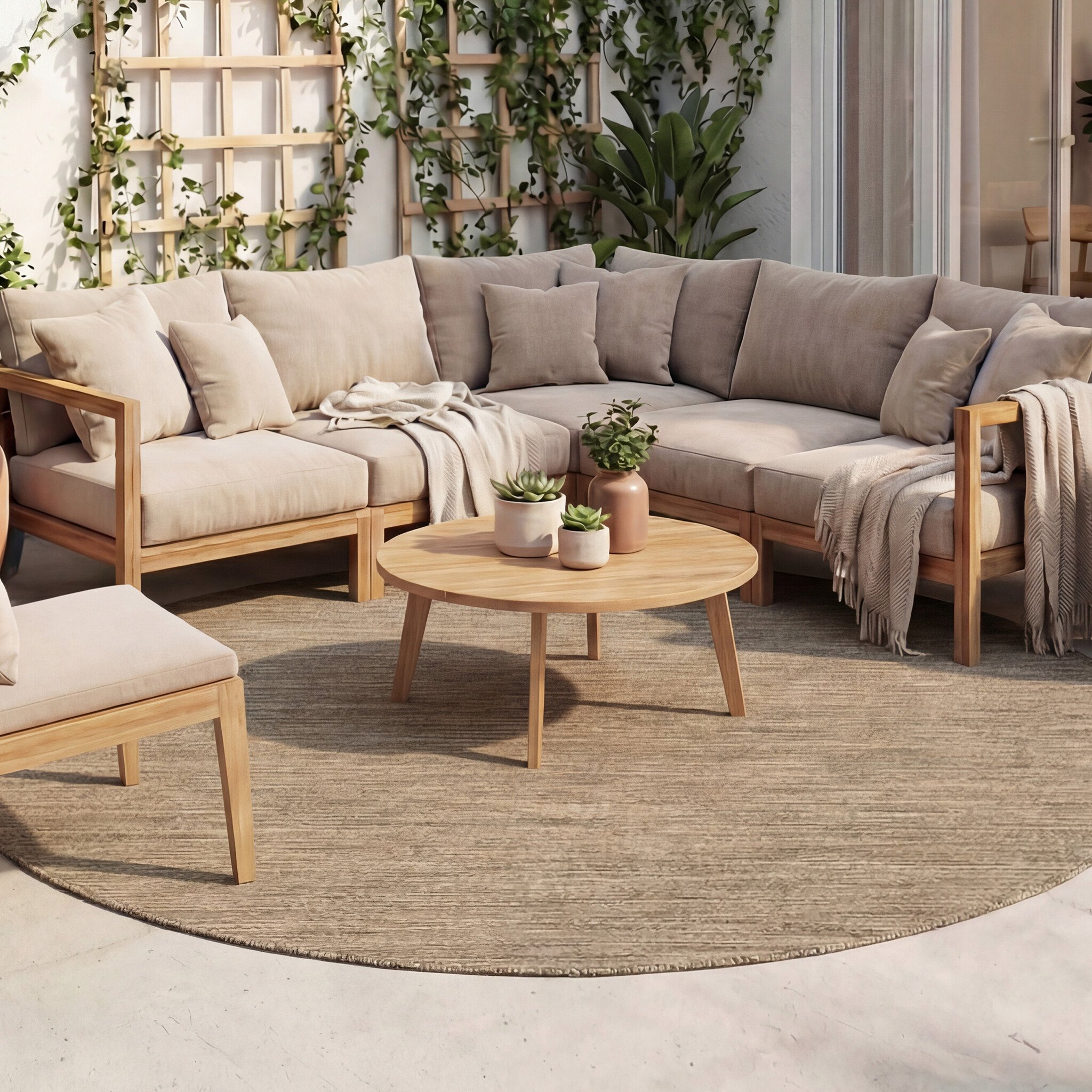 Rond buitenkleed - Malta Melange Naturel