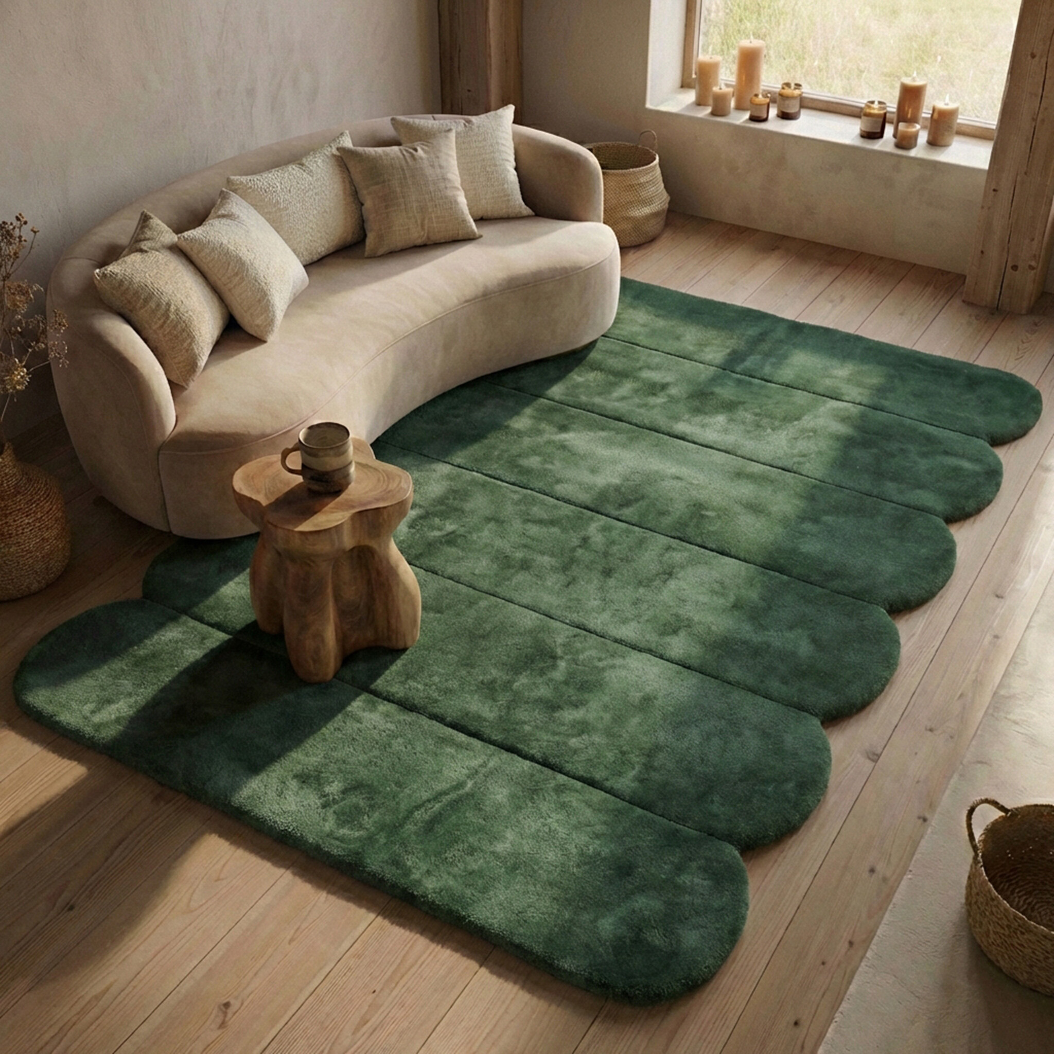 Organisch vloerkleed - Chester Lines Groen