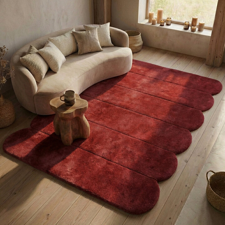 Organisch vloerkleed - Chester Lines Rood