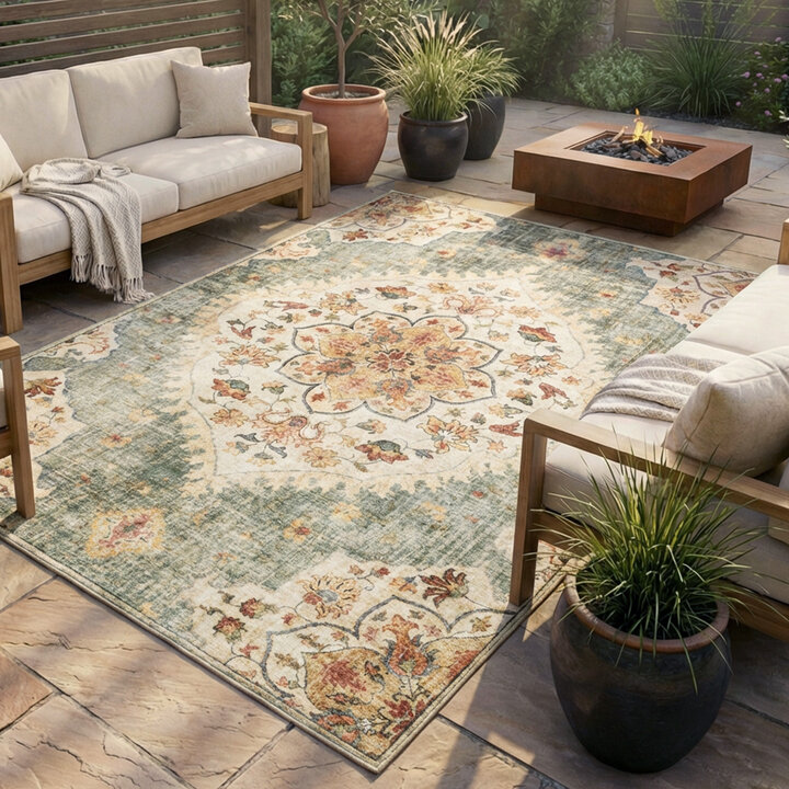 Vintage buitenkleed - Santo Mandala Olijfgroen