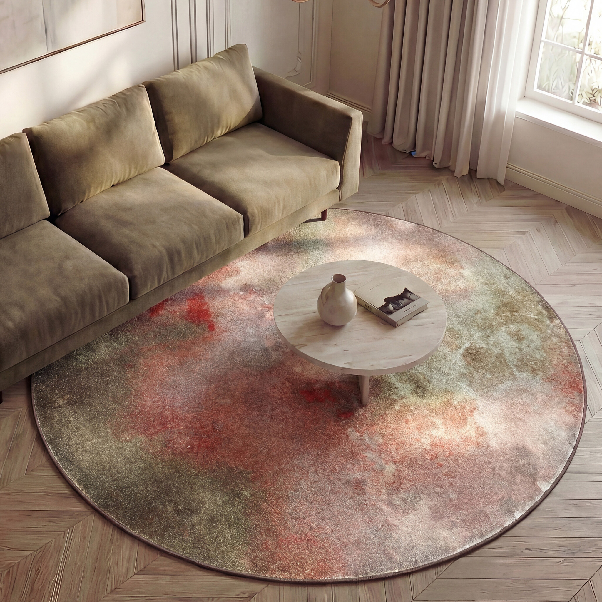 Rond design vloerkleed - Lunara Rood
