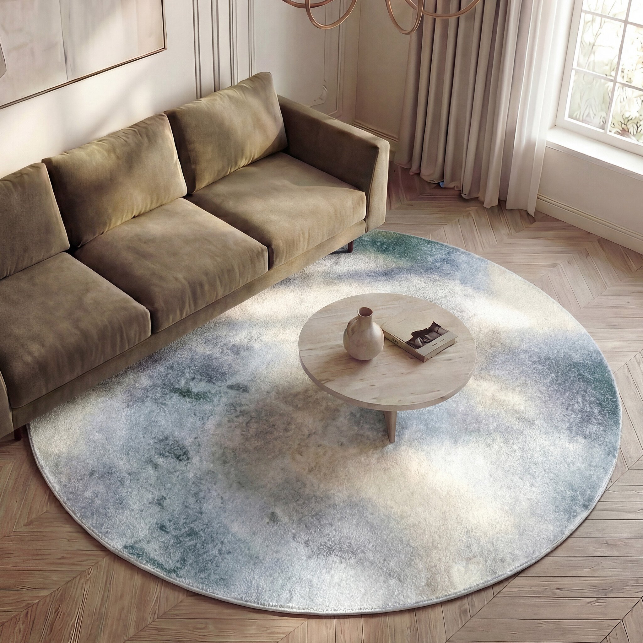 Rond design vloerkleed - Lunara Grijs