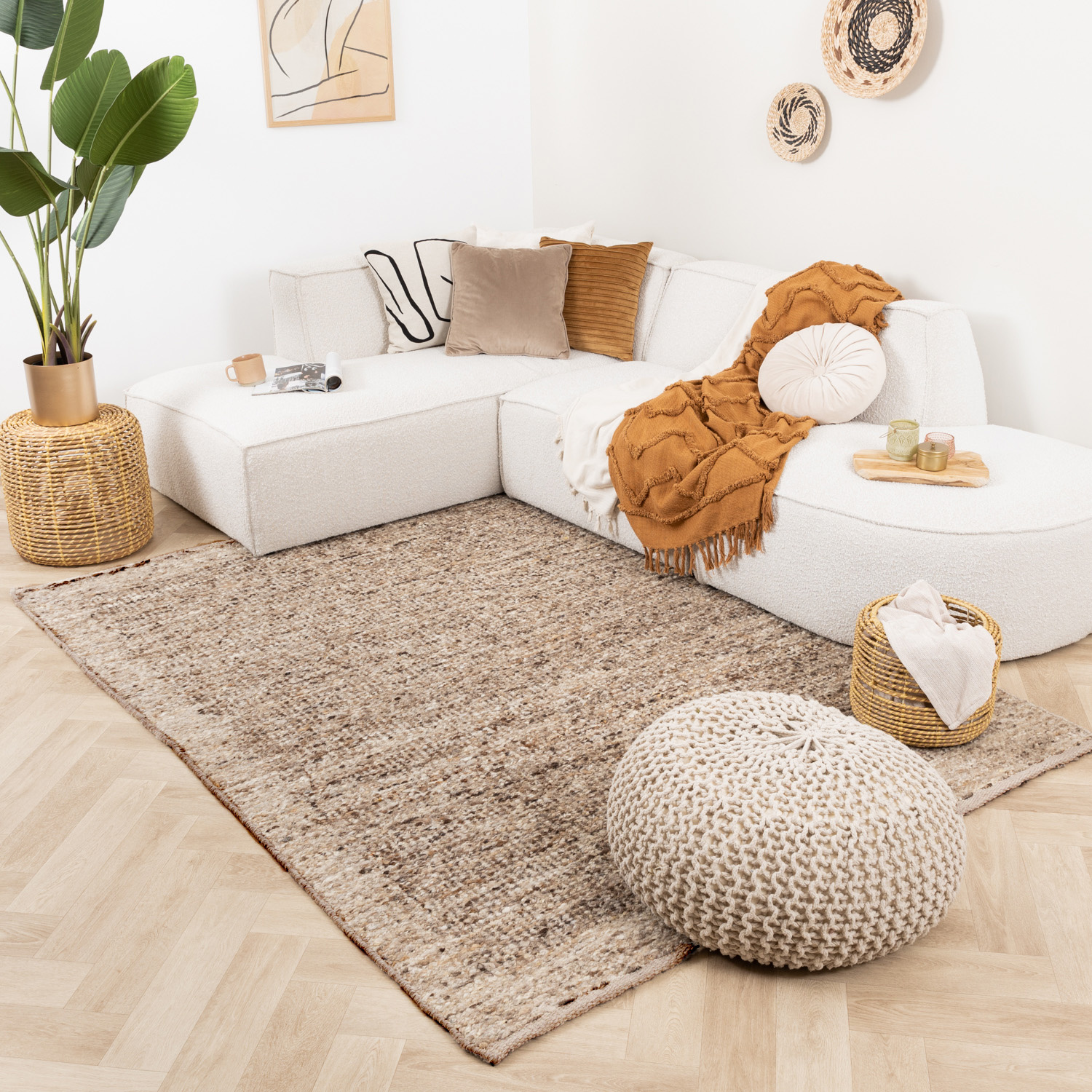 Wollen vloerkleed - Nero Bruin/Gemeleerd