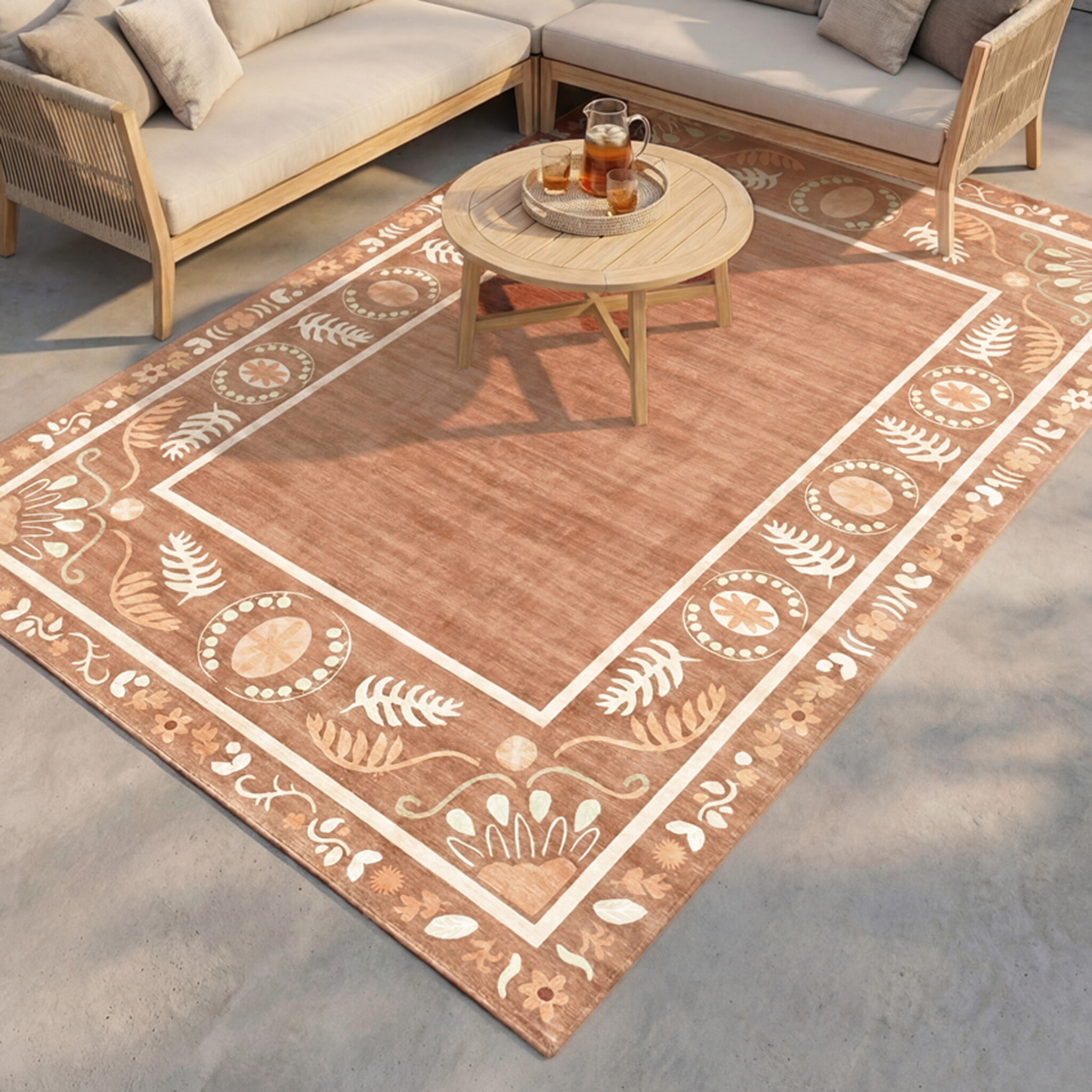 Buitenvloerkleed - Maui Border Terracotta