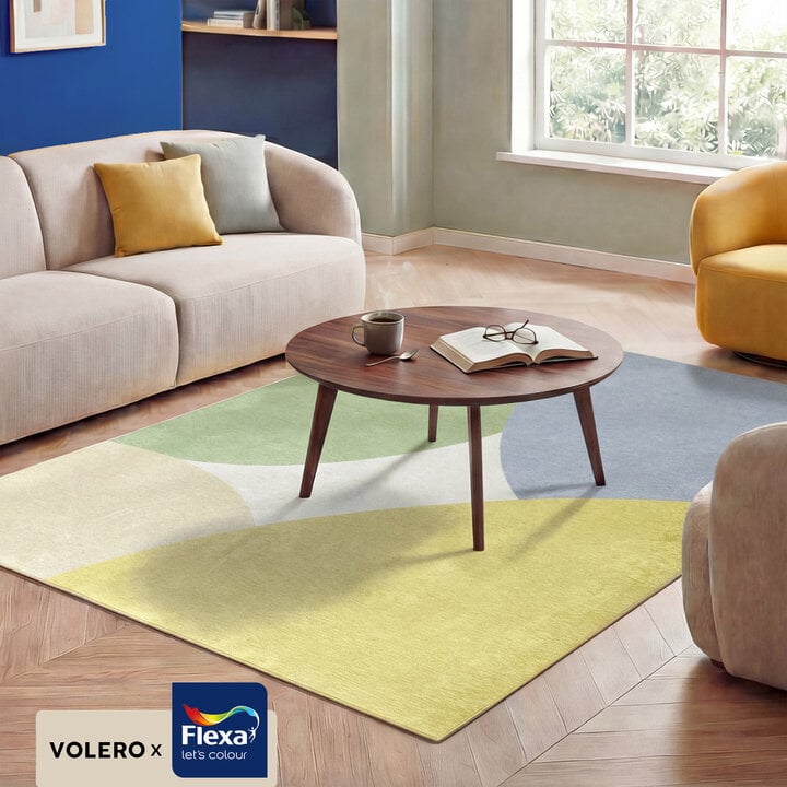 Geometrisch vloerkleed - Swing Circles Blauw/Groen