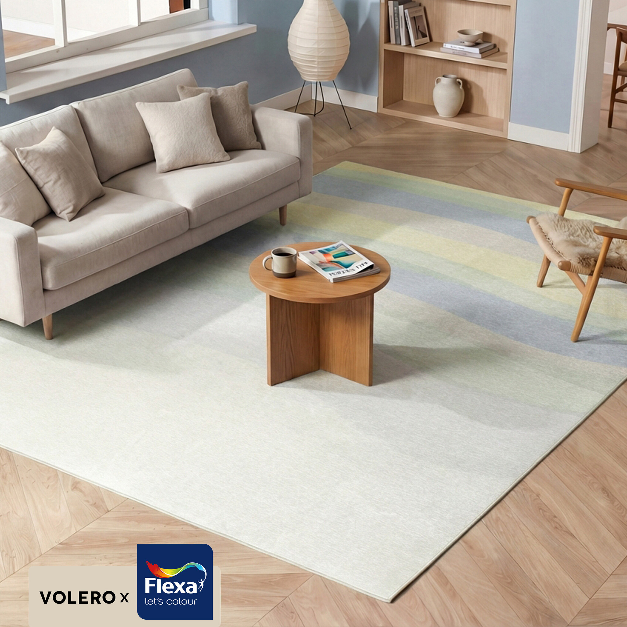 Geometrisch vloerkleed - Swing Waves Blauw/Groen