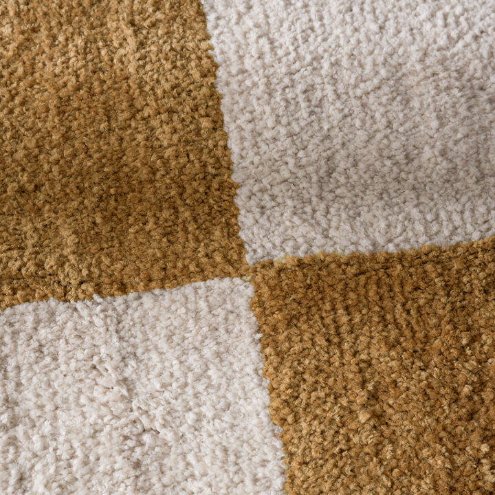 Checkerboard vloerkleed - Blox Fringe Okergeel
