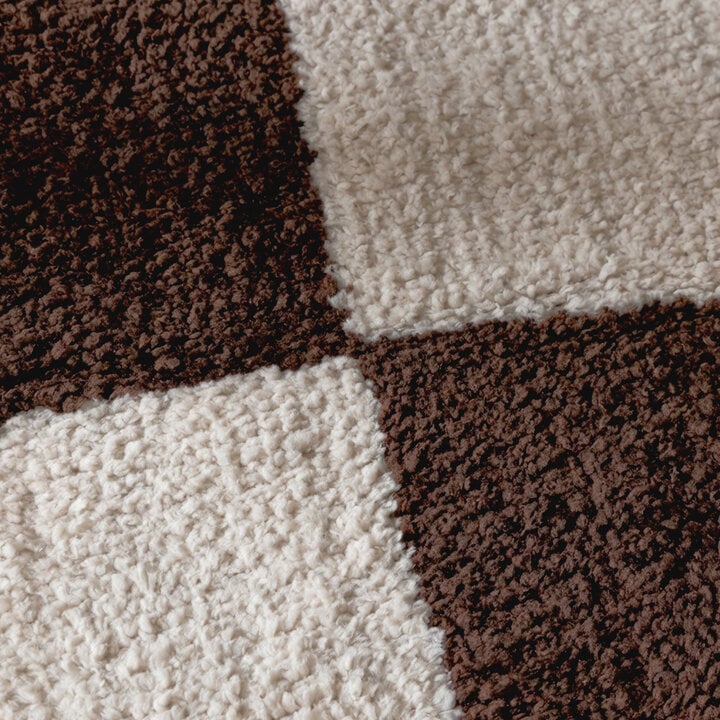 Checkerboard vloerkleed - Blox Fringe Bruin