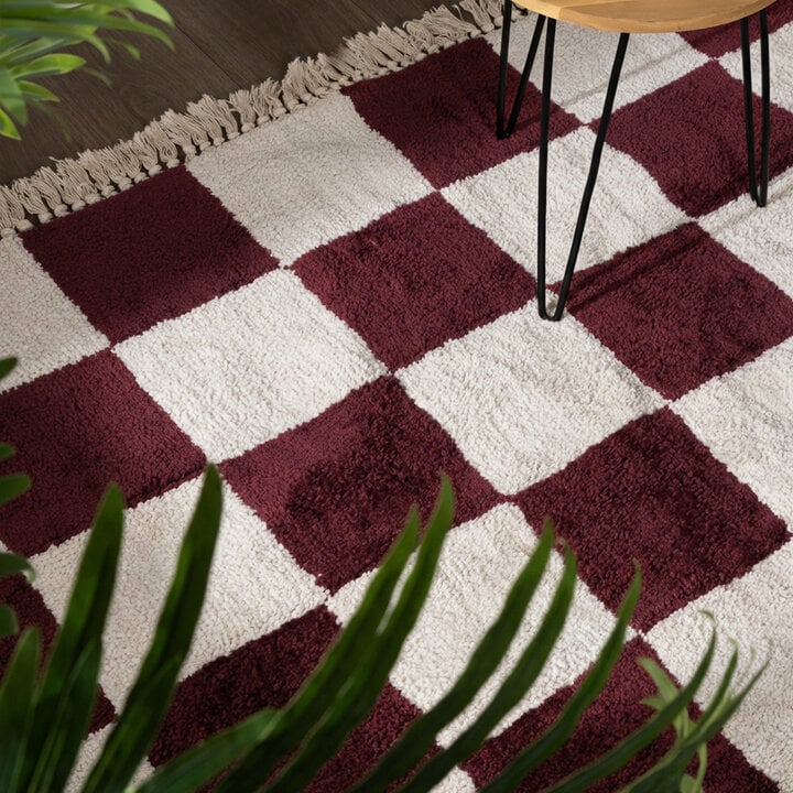 Checkerboard vloerkleed - Blox Fringe Rood