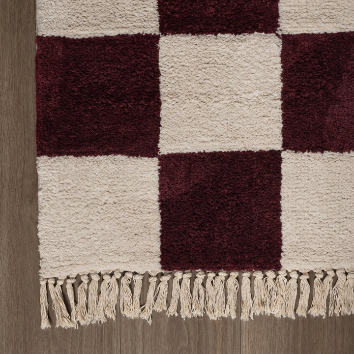 Checkerboard vloerkleed - Blox Fringe Rood