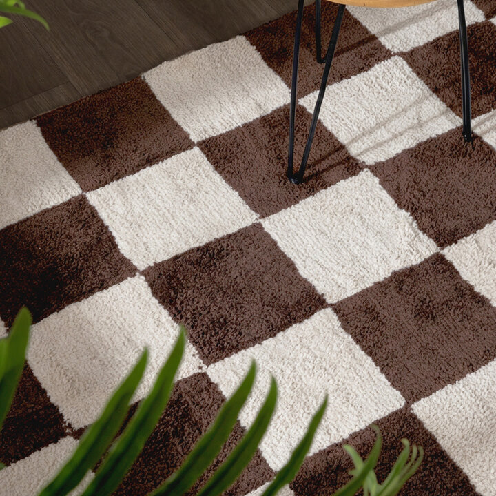 Checkerboard vloerkleed - Blox Bruin