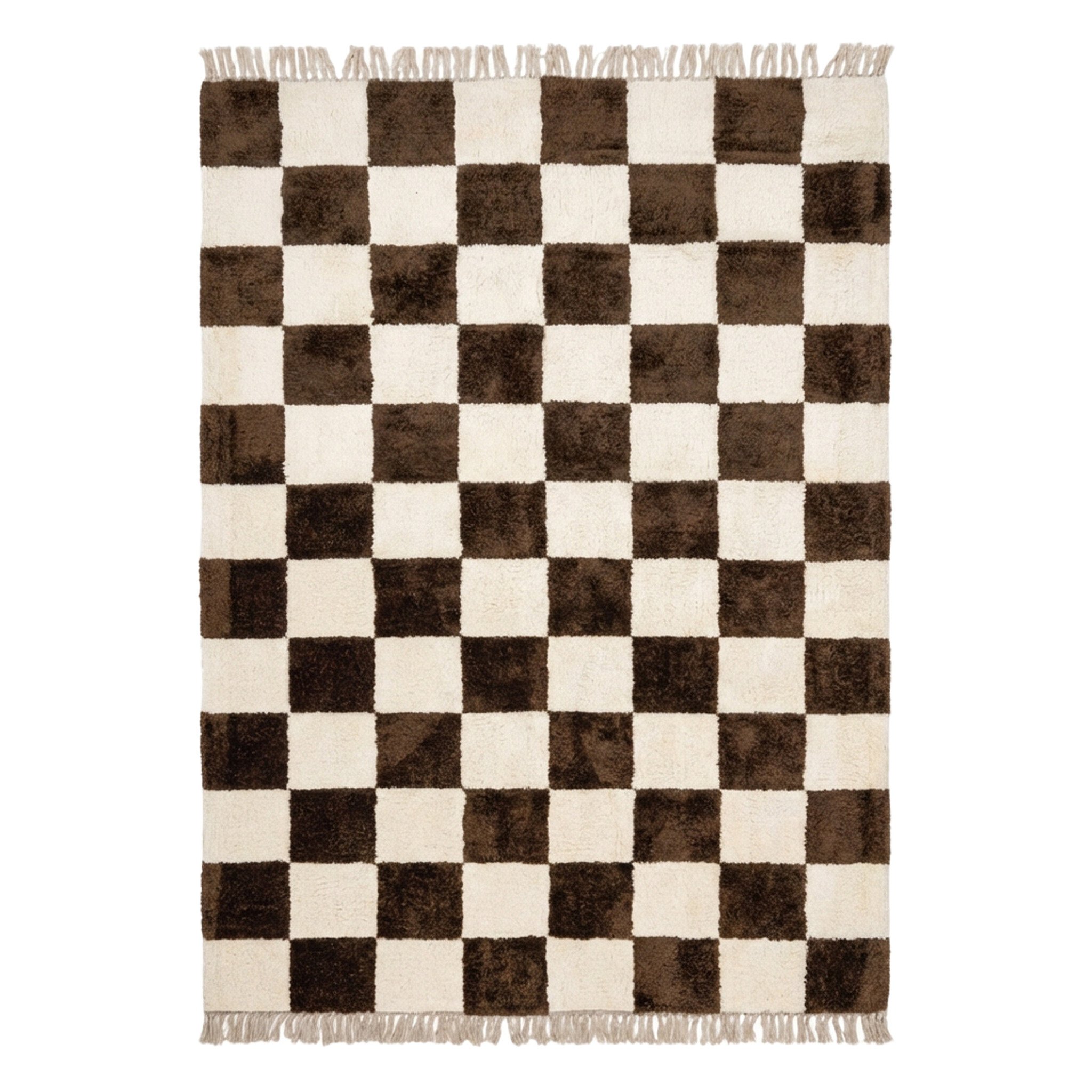 Checkerboard vloerkleed - Blox Fringe Bruin - sfeer