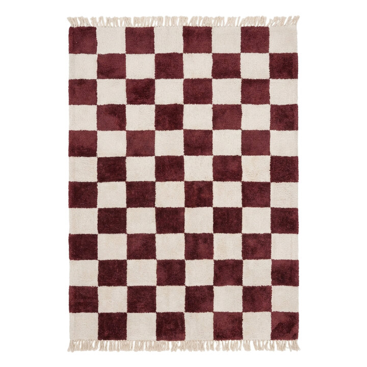 Checkerboard vloerkleed - Blox Fringe Rood