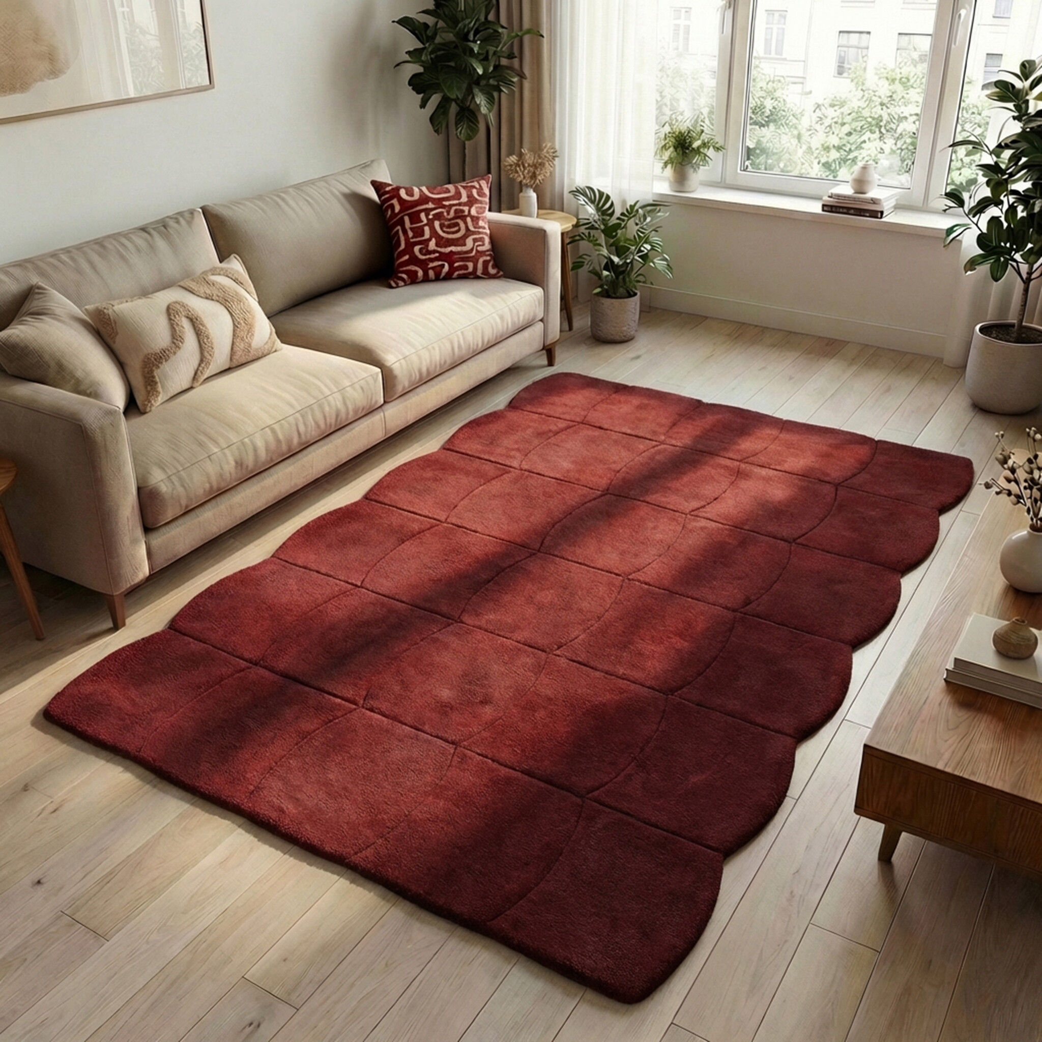 Organisch vloerkleed - Chester Blocks Rood