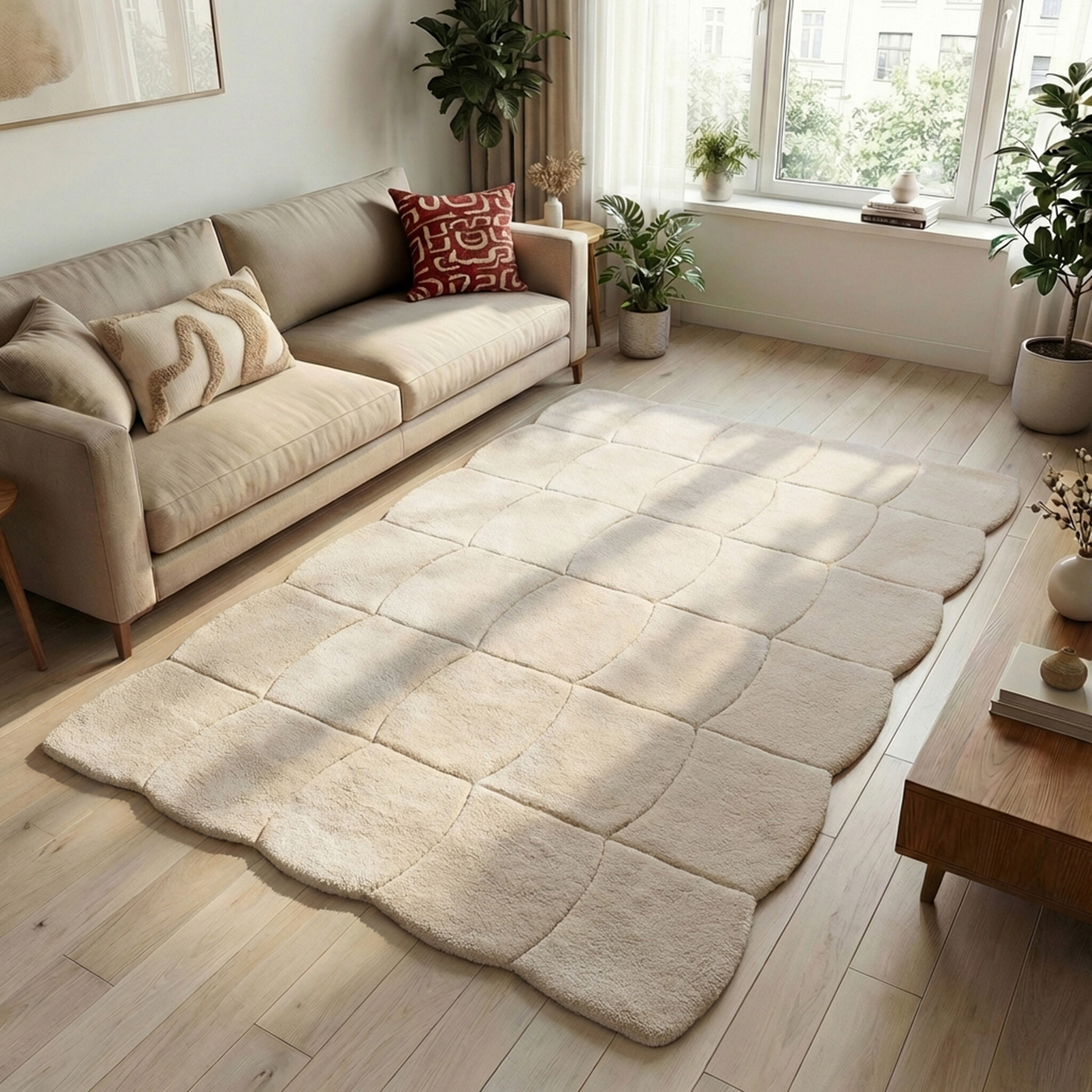 Organisch vloerkleed - Chester Blocks Creme