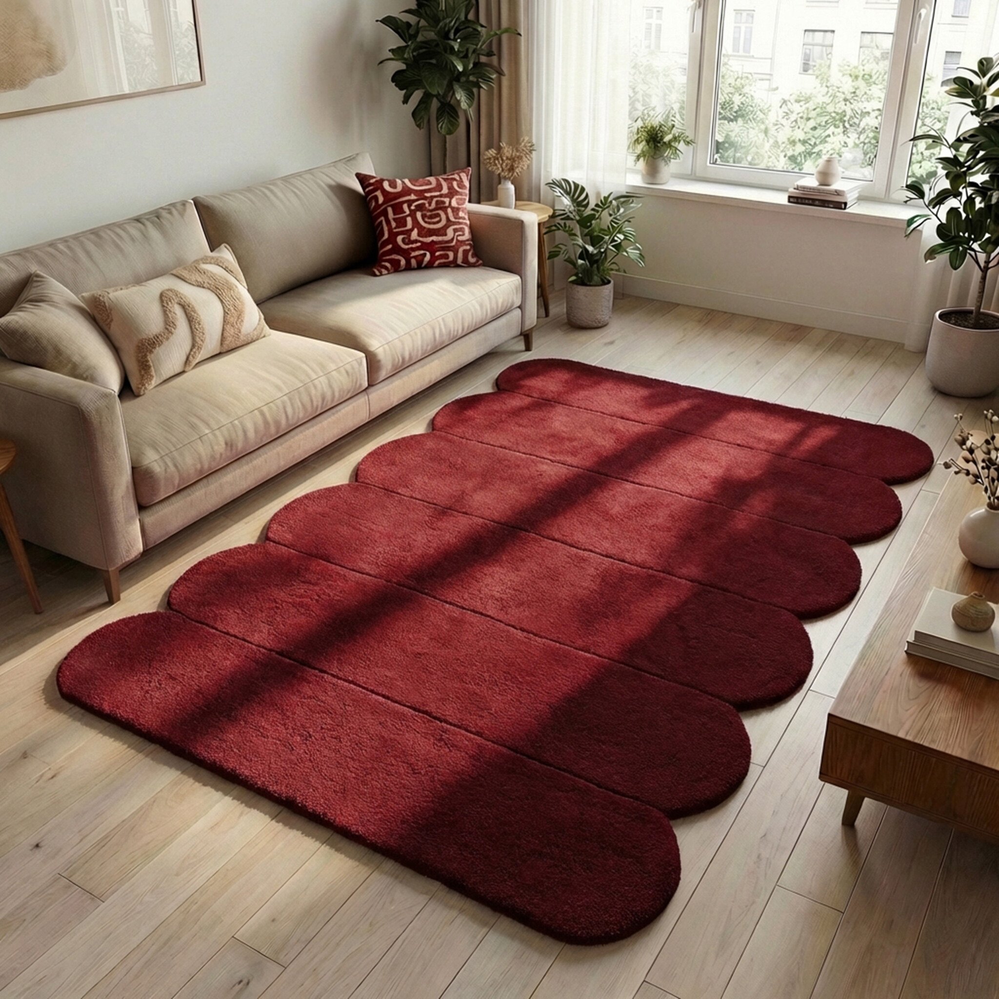 Organisch vloerkleed - Chester Lines Rood