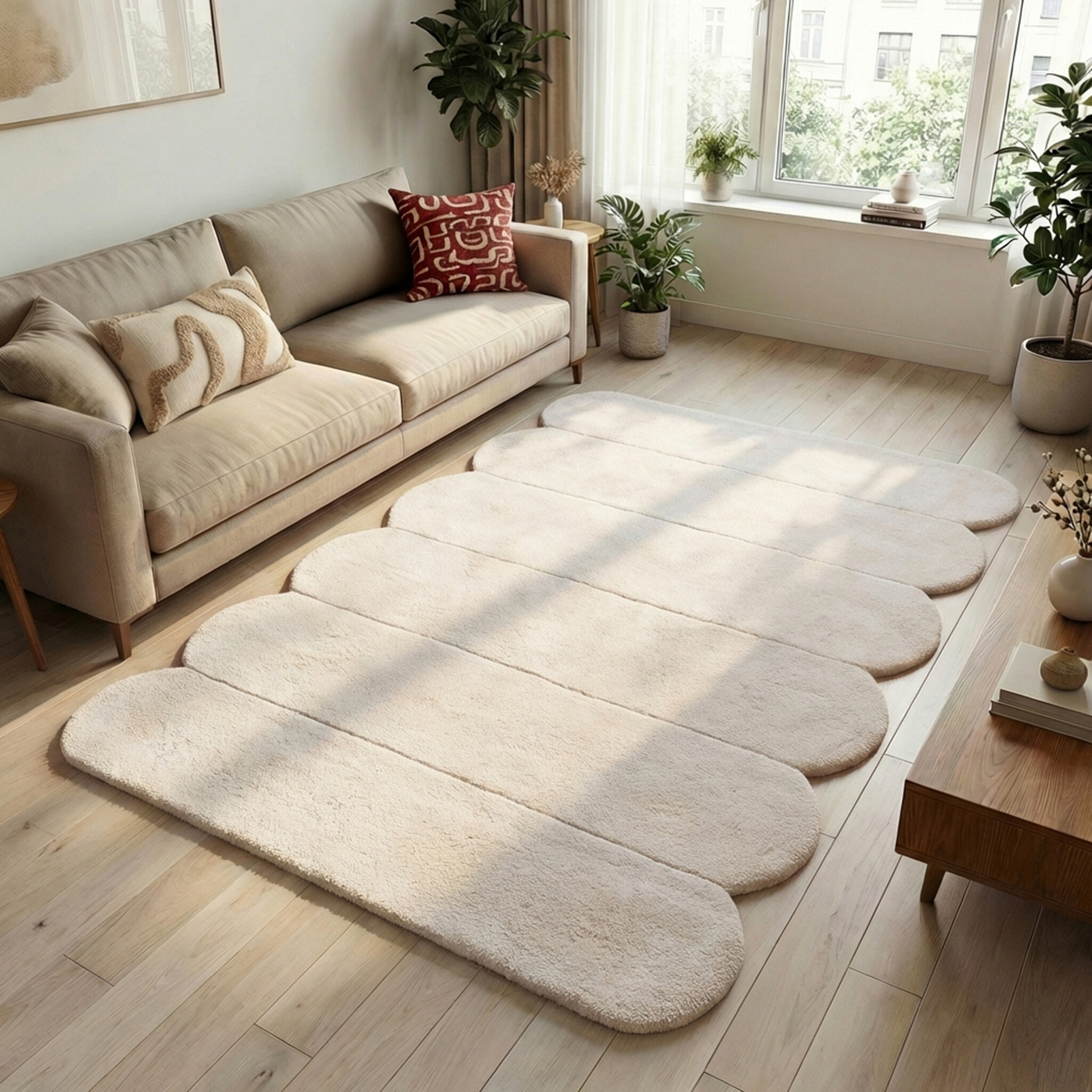 Organisch vloerkleed - Chester Lines Creme