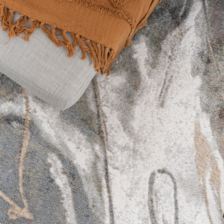 Rond wasbaar vloerkleed - Misha Lines Creme/Grijs