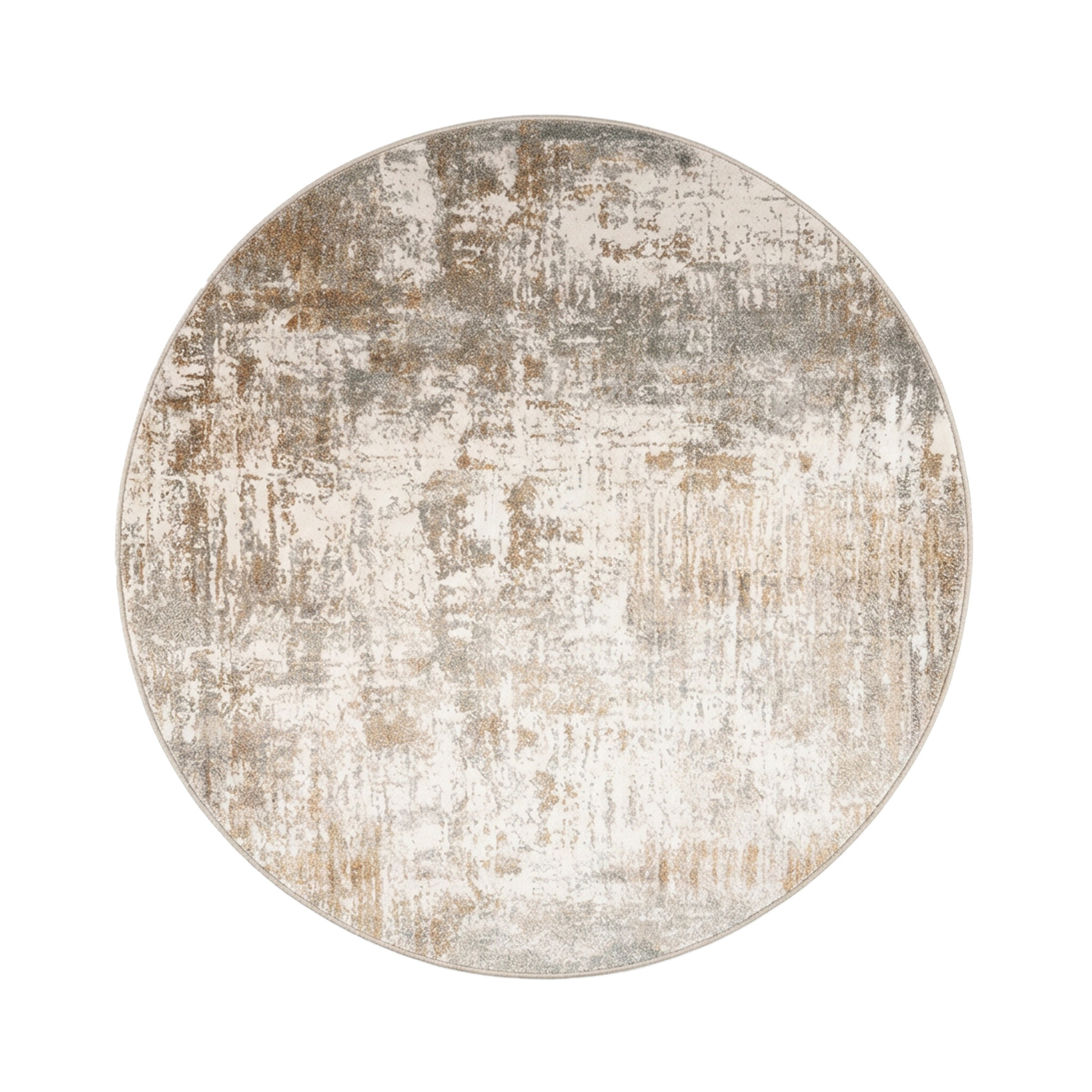 Rond wasbaar vloerkleed - Misha Grunge Creme/Bruin - sfeer