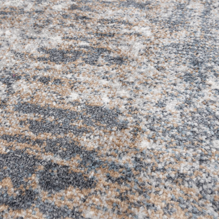 Rond wasbaar vloerkleed - Misha Grunge Creme/Grijs