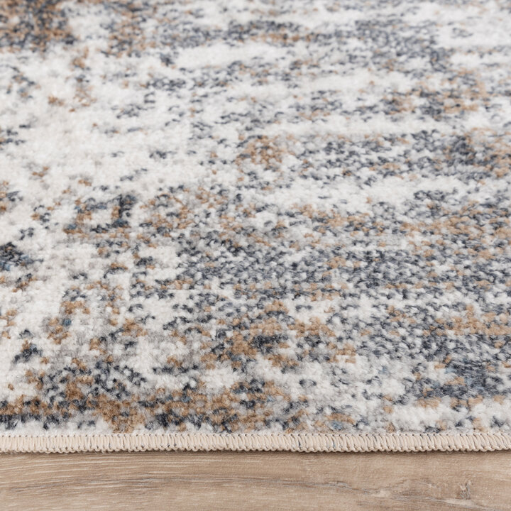 Rond wasbaar vloerkleed - Misha Grunge Creme/Grijs