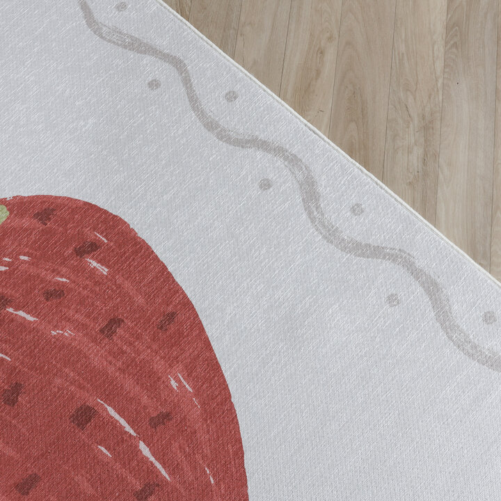 Wasbaar kindervloerkleed - Mick Aarbei Rood