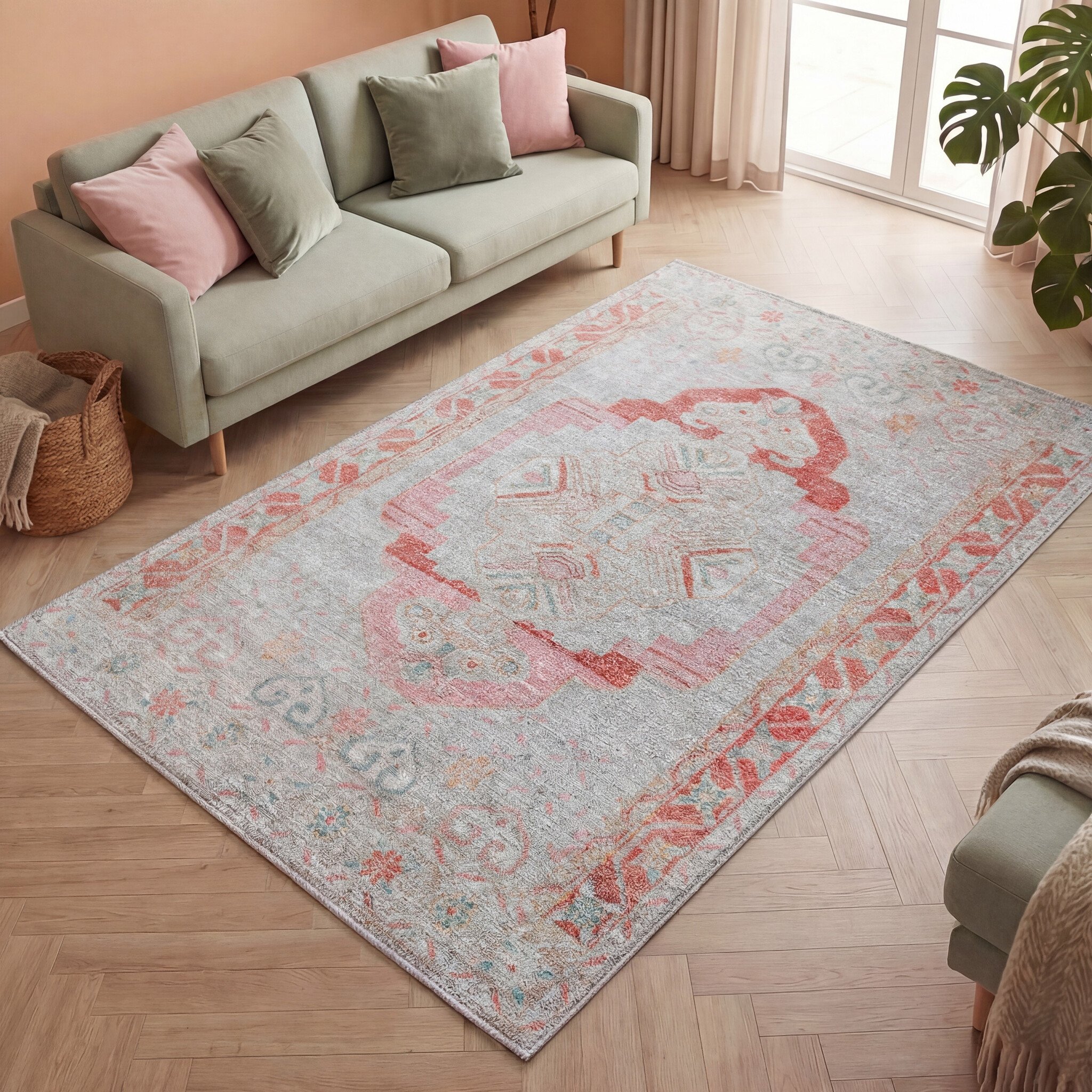 Vintage vloerkleed - Matteo Medaillon Terra/Beige