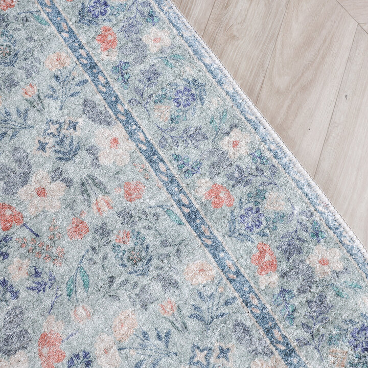 Vintage vloerkleed - Matteo Floral Blauw/Beige
