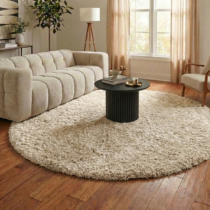 Rond Shaggy vloerkleed - Blaze Beige