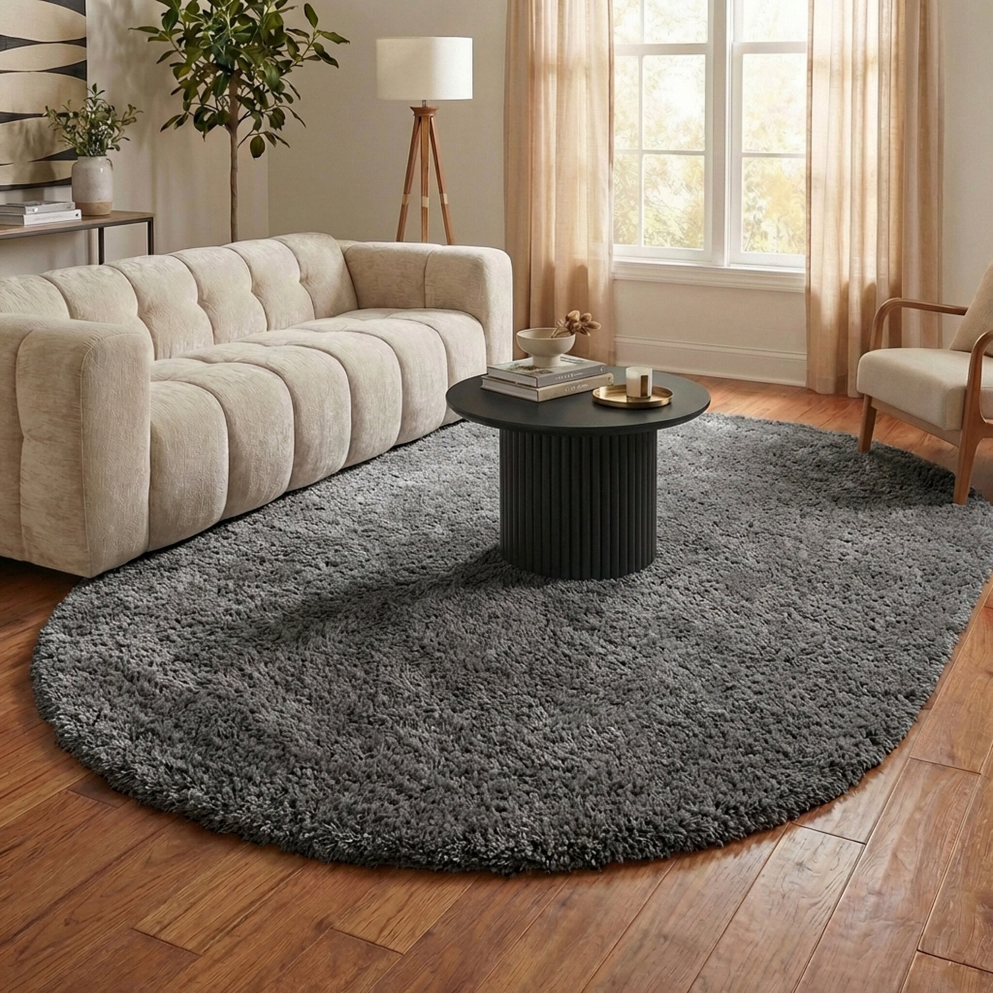 Ovaal Shaggy vloerkleed - Blaze Grijs