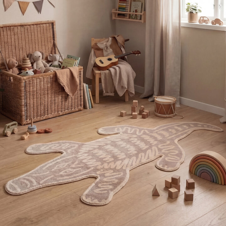 Wasbaar kindervloerkleed - Raf Croco Bruin 