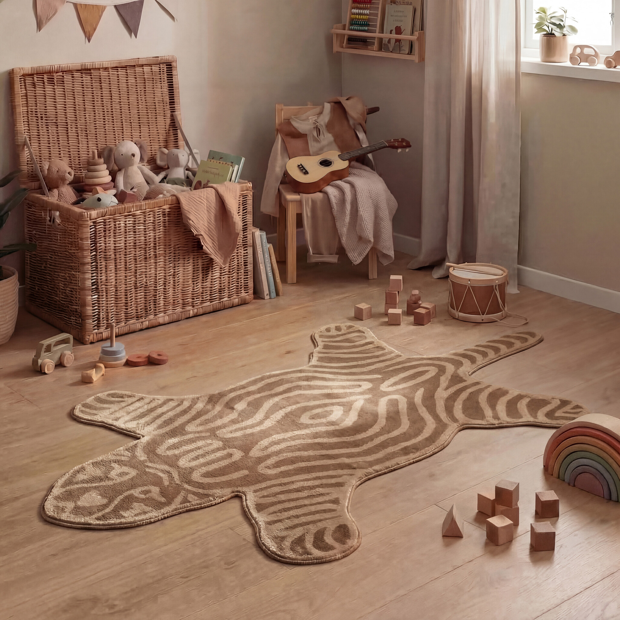 Wasbaar kindervloerkleed - Raf Tijger Taupe