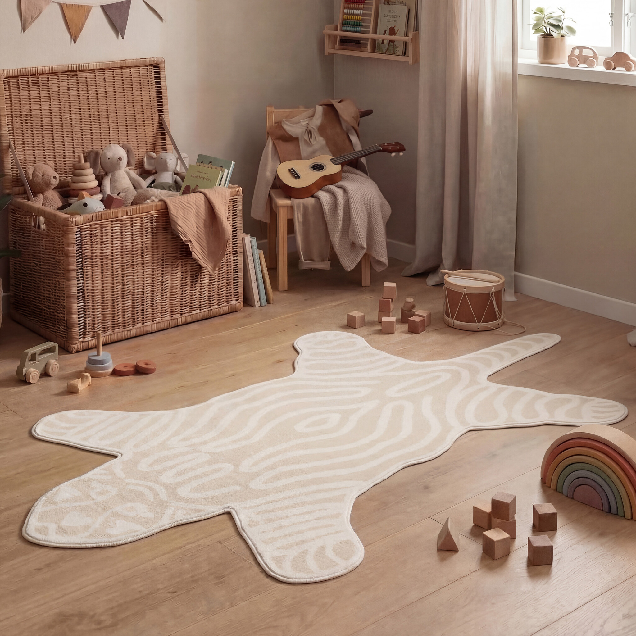 Wasbaar kindervloerkleed - Raf Tijger Creme