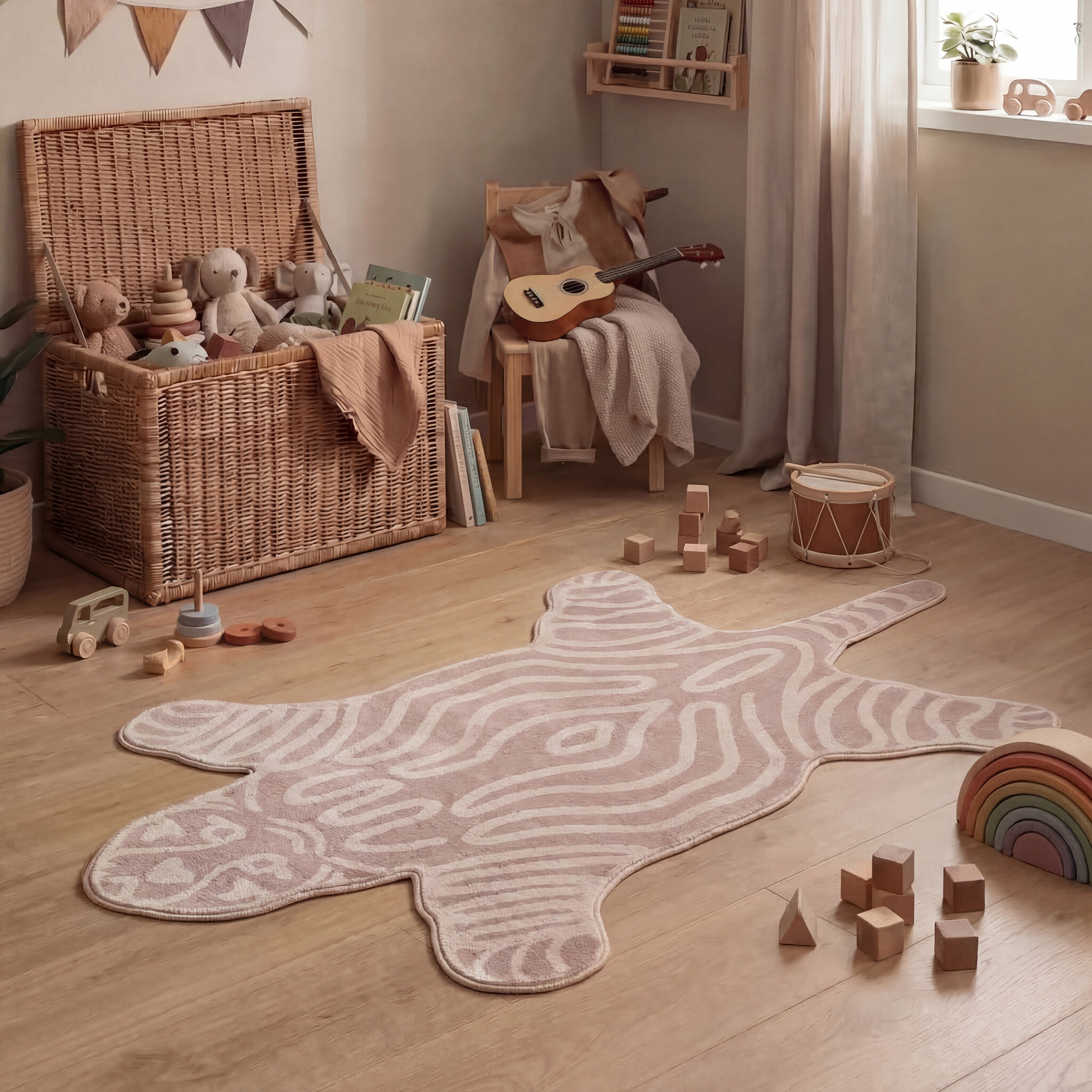 Wasbaar kindervloerkleed - Raf Tijger Bruin