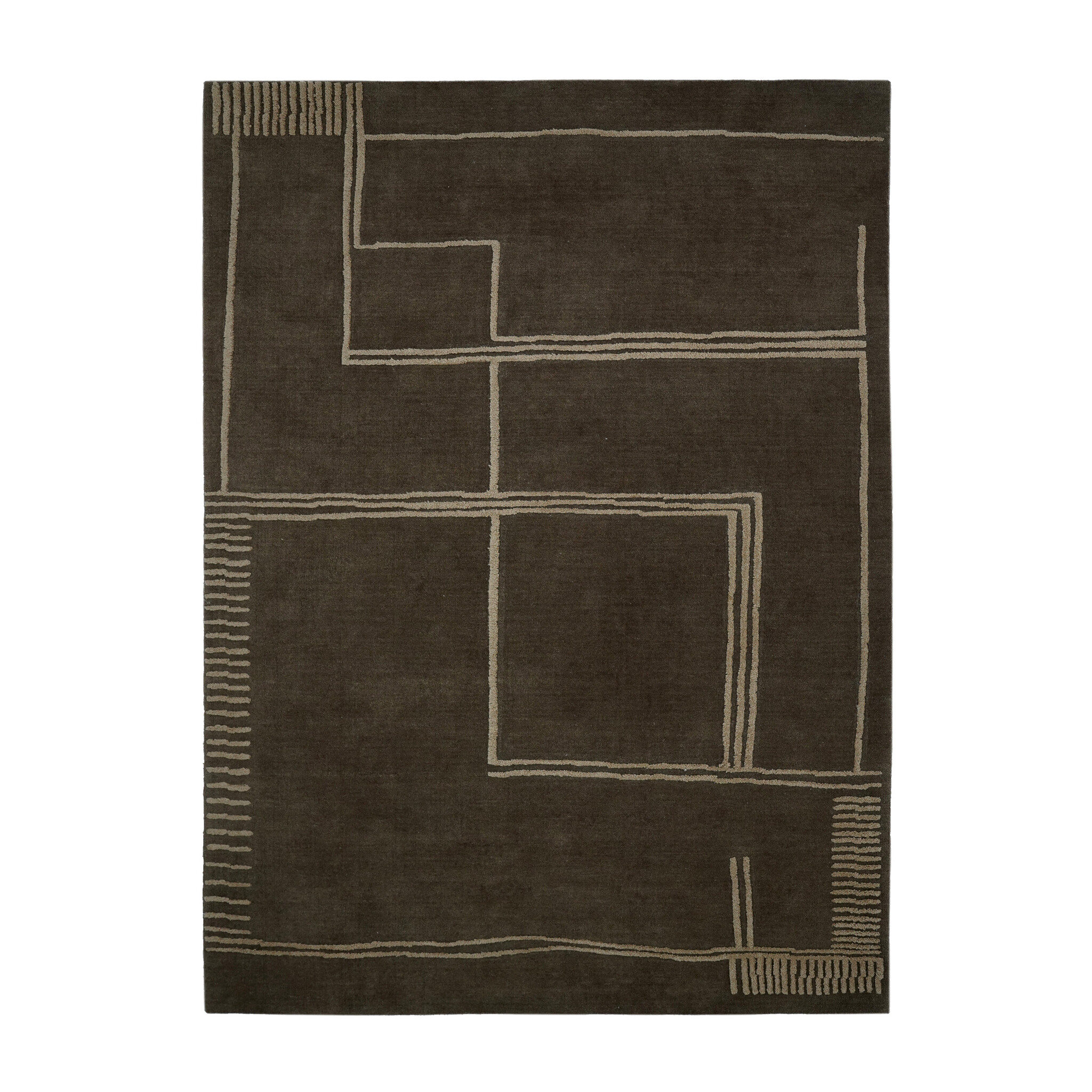 Wollen vloerkleed - Harvey Lines Bruin - sfeer