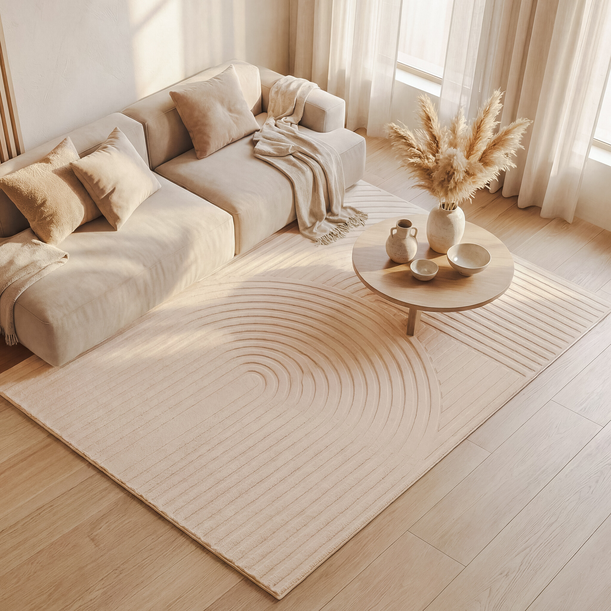 Scandinavisch vloerkleed - Charm Curves Beige