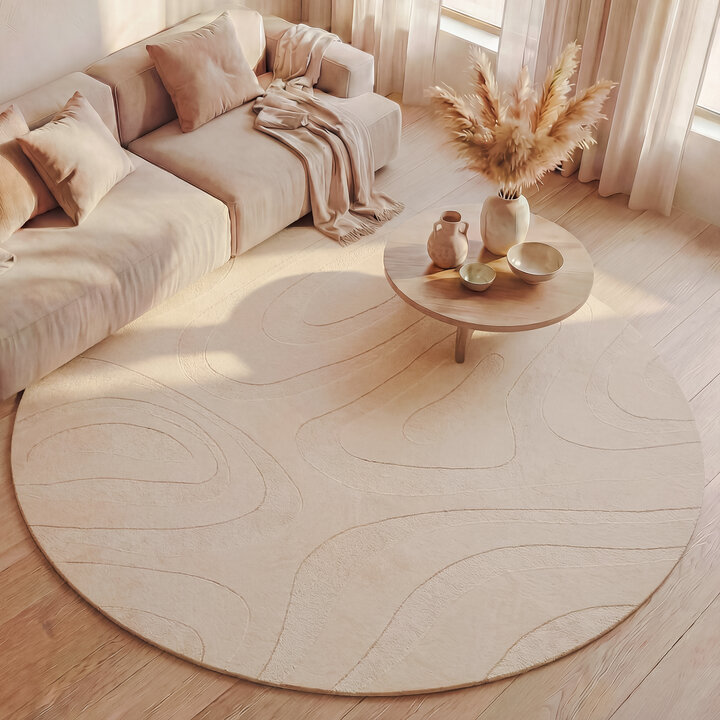 Rond Scandinavisch vloerkleed - Charm Shapes Beige