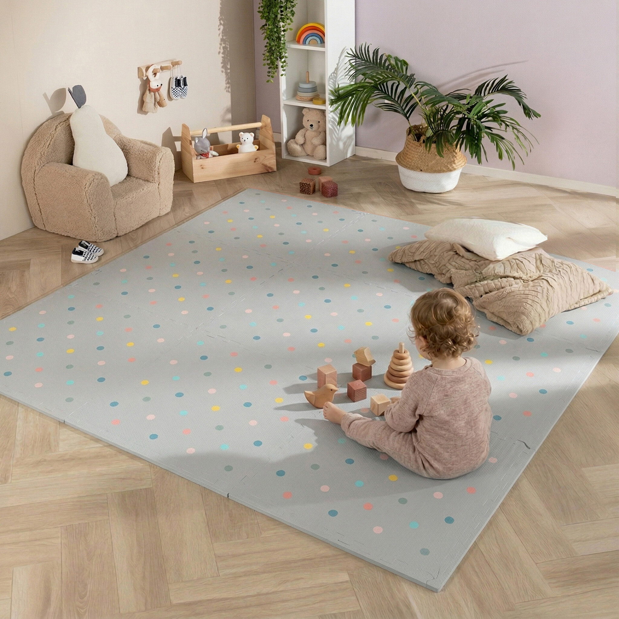 Foam Puzzelmat - Alfie XL Dots Lichtgrijs