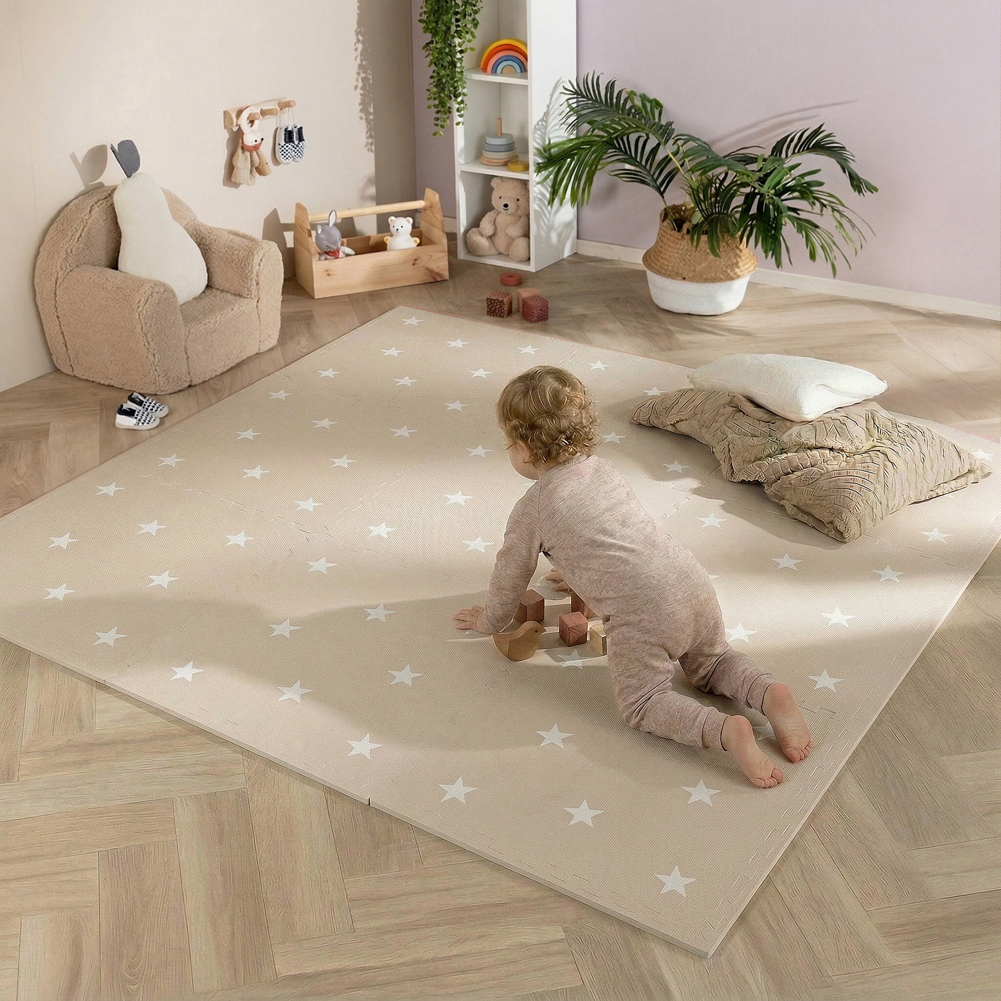 Foam puzzelmat - Alfie XL Stars Grijs/Beige