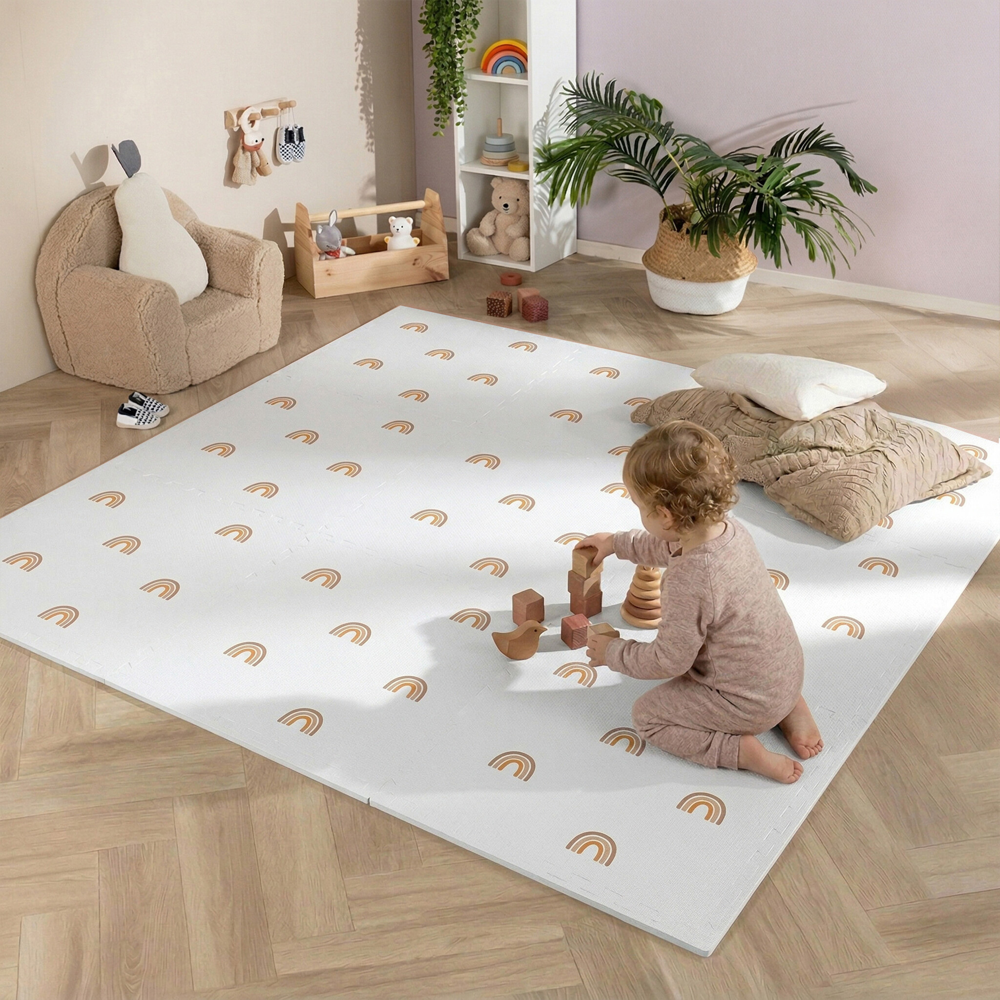 Foam puzzelmat - Alfie XL Rainbow Wit