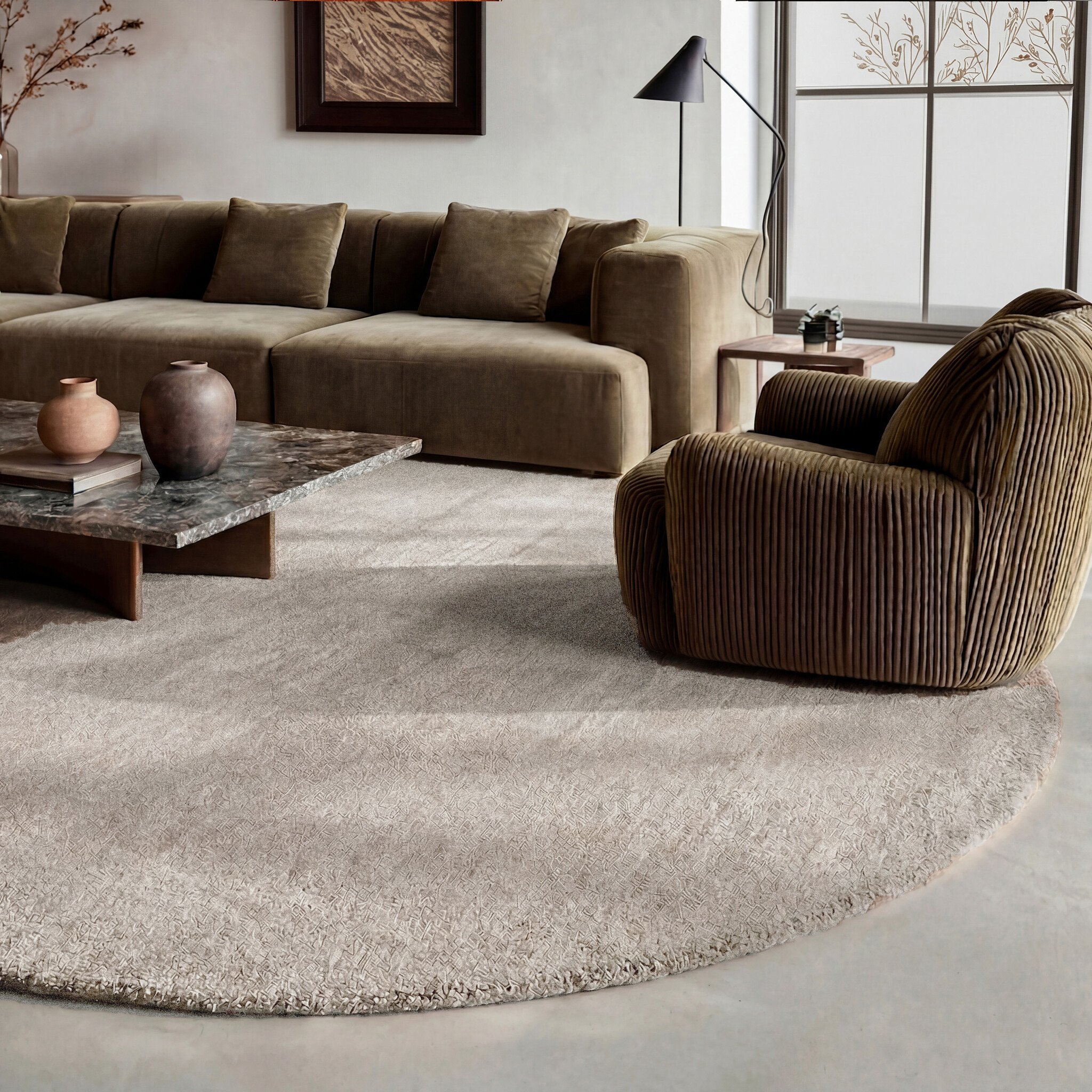 Rond wollen vloerkleed - Leone Wit