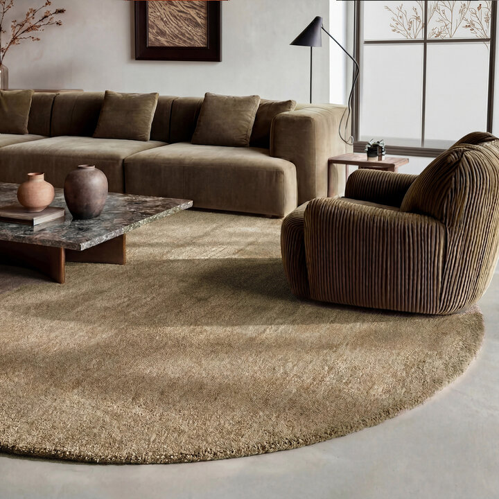 Rond wollen vloerkleed - Leone Taupe